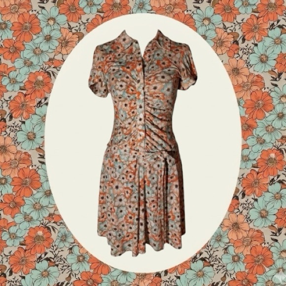 Candie's Dresses & Skirts - Vintage Candie's Y2K Multicolored Ruched Floral Short Sleeve Mini Dress Size L